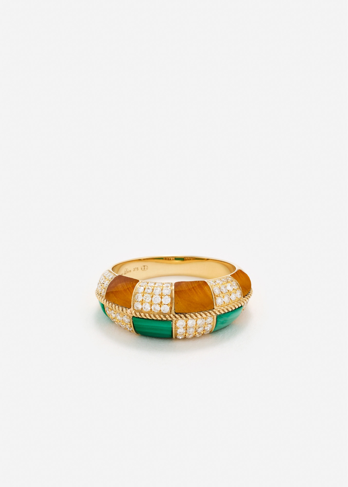 ALLIANCE DAMIER MALACHITE & OEIL DE TIGRE OR JAUNE