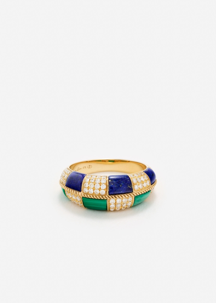 ALLIANCE DAMIER MALACHITE & LAPIS LAZULI OR JAUNE