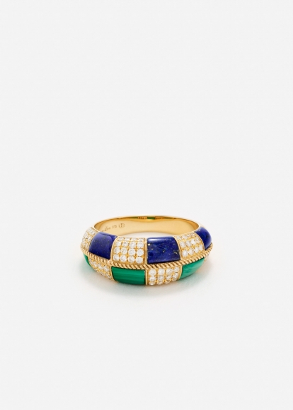 ALLIANCE DAMIER MALACHITE & LAPIS LAZULI OR JAUNE