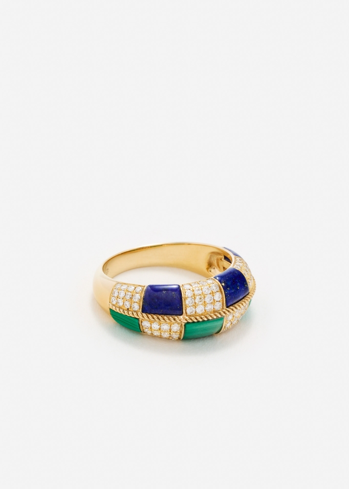 ALLIANCE DAMIER MALACHITE & LAPIS LAZULI OR JAUNE