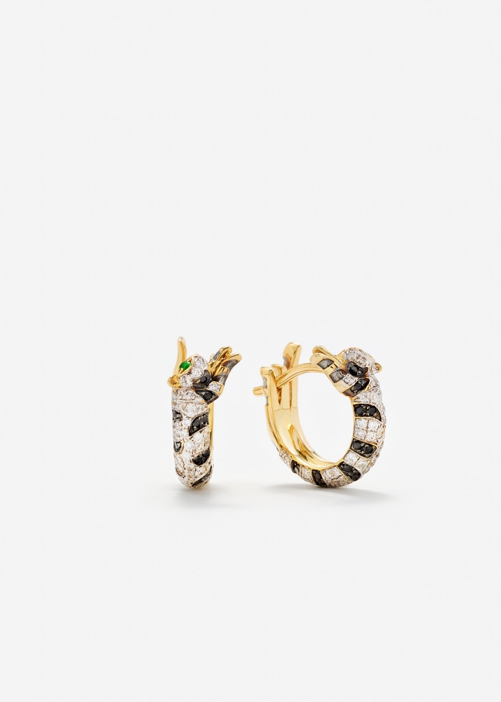 PAIRE DE MINI CRÉOLES FELIN DIAMANTS OR JAUNE