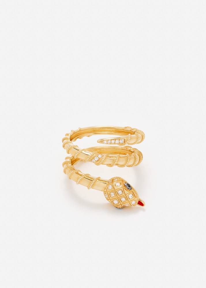 BAGUE TWISTÉE PYTHON OR JAUNE
