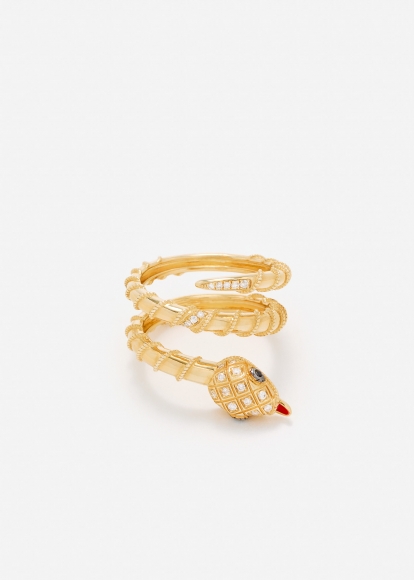 BAGUE TWISTÉE PYTHON OR JAUNE