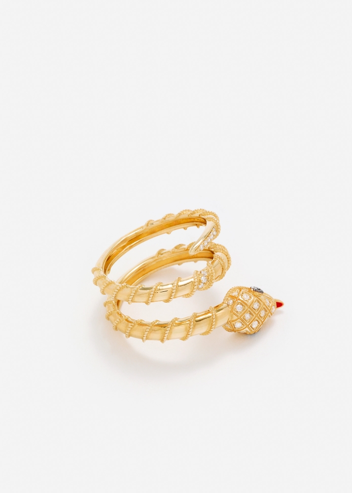 BAGUE TWISTÉE PYTHON OR JAUNE
