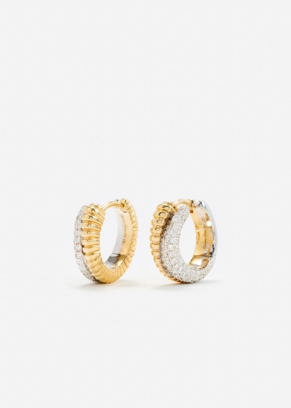 PAIRE DE CRÉOLES BOUÉES VAGUE DIAMANTS 2 ORS