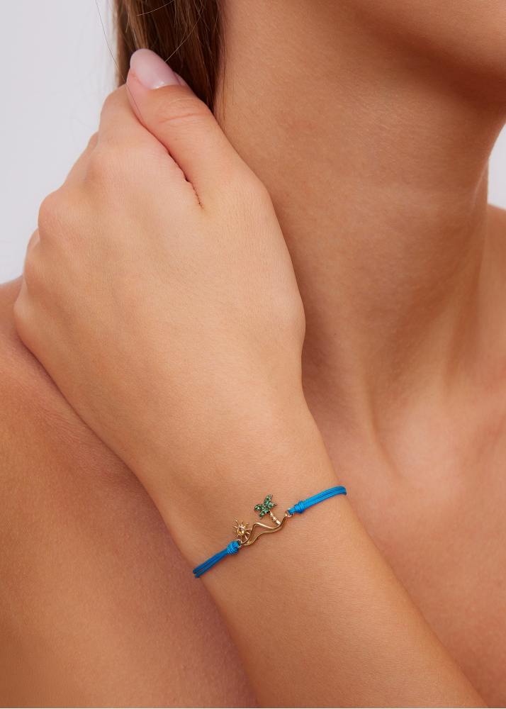 BRACELET FIL LA PLAGE TURQUOISE OR JAUNE