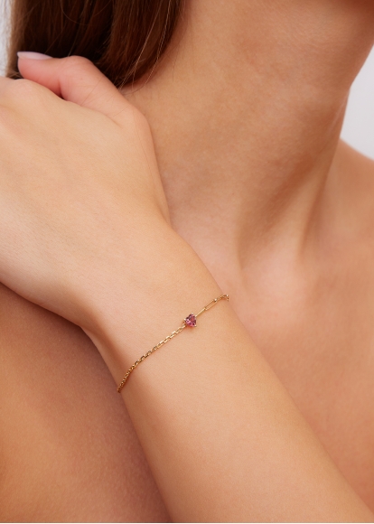 BRACELET SOLITAIRE COEUR PM OR JAUNE
