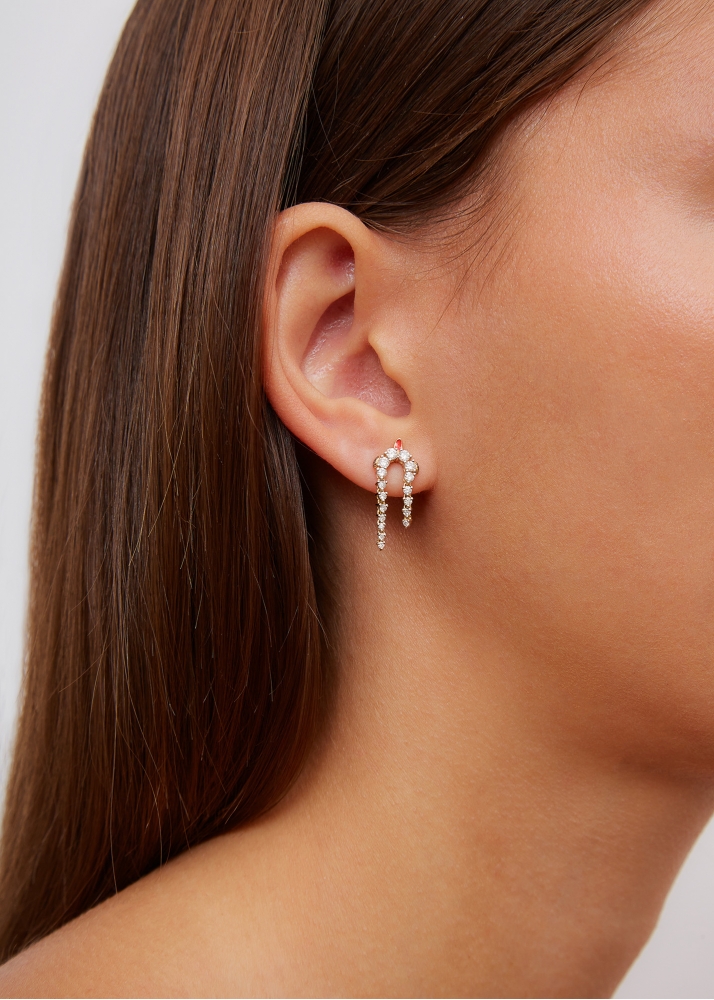 MINI BOUCLE D’OREILLE PYTHON DIAMANTS OR JAUNE