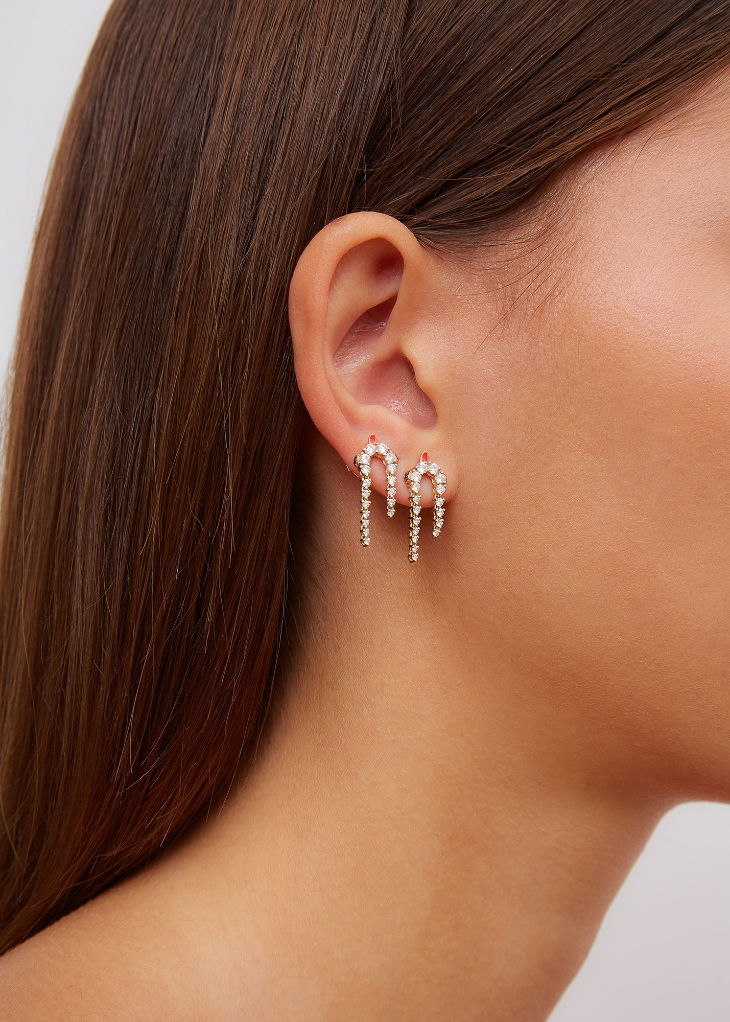 MINI BOUCLE D’OREILLE PYTHON DIAMANTS OR JAUNE