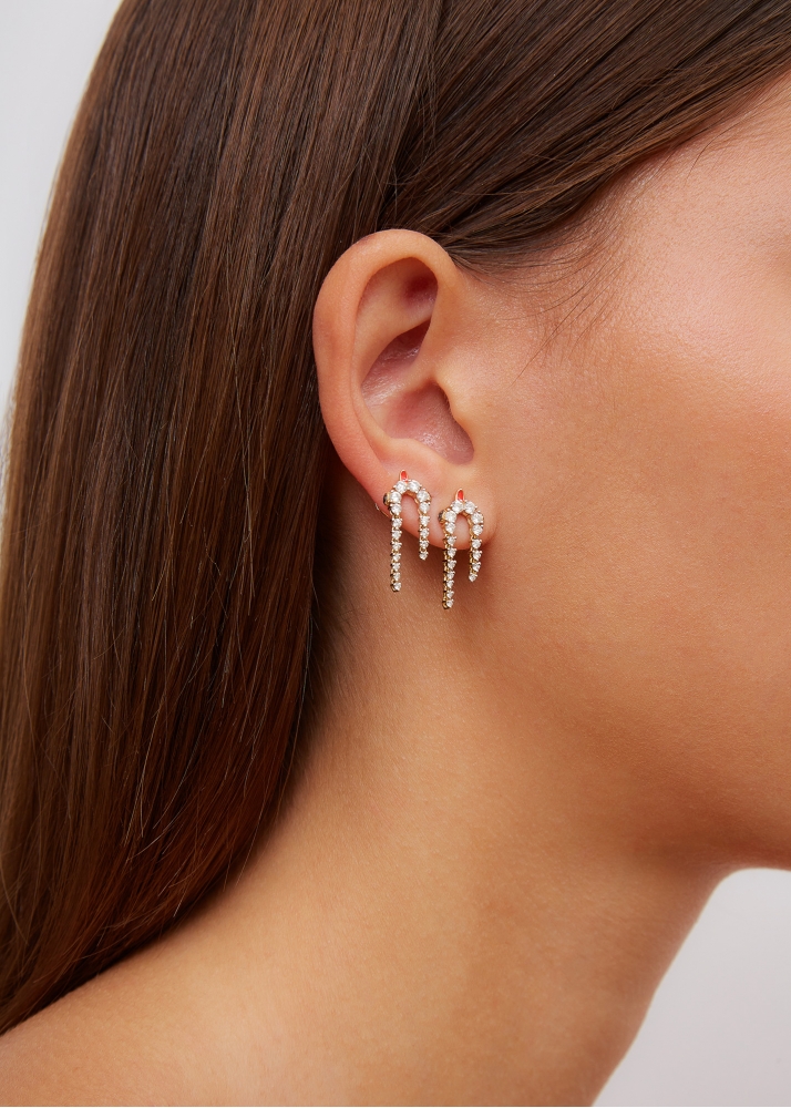 MINI BOUCLE D’OREILLE PYTHON DIAMANTS OR JAUNE