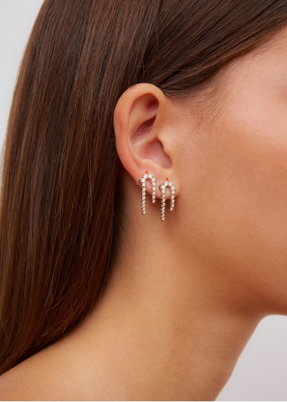 MINI BOUCLE D’OREILLE PYTHON DIAMANTS OR JAUNE