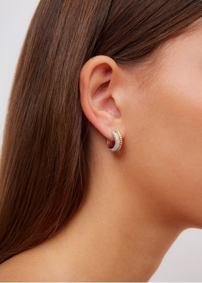 PAIRE DE CRÉOLES BOUÉES VAGUE DIAMANTS 2 ORS