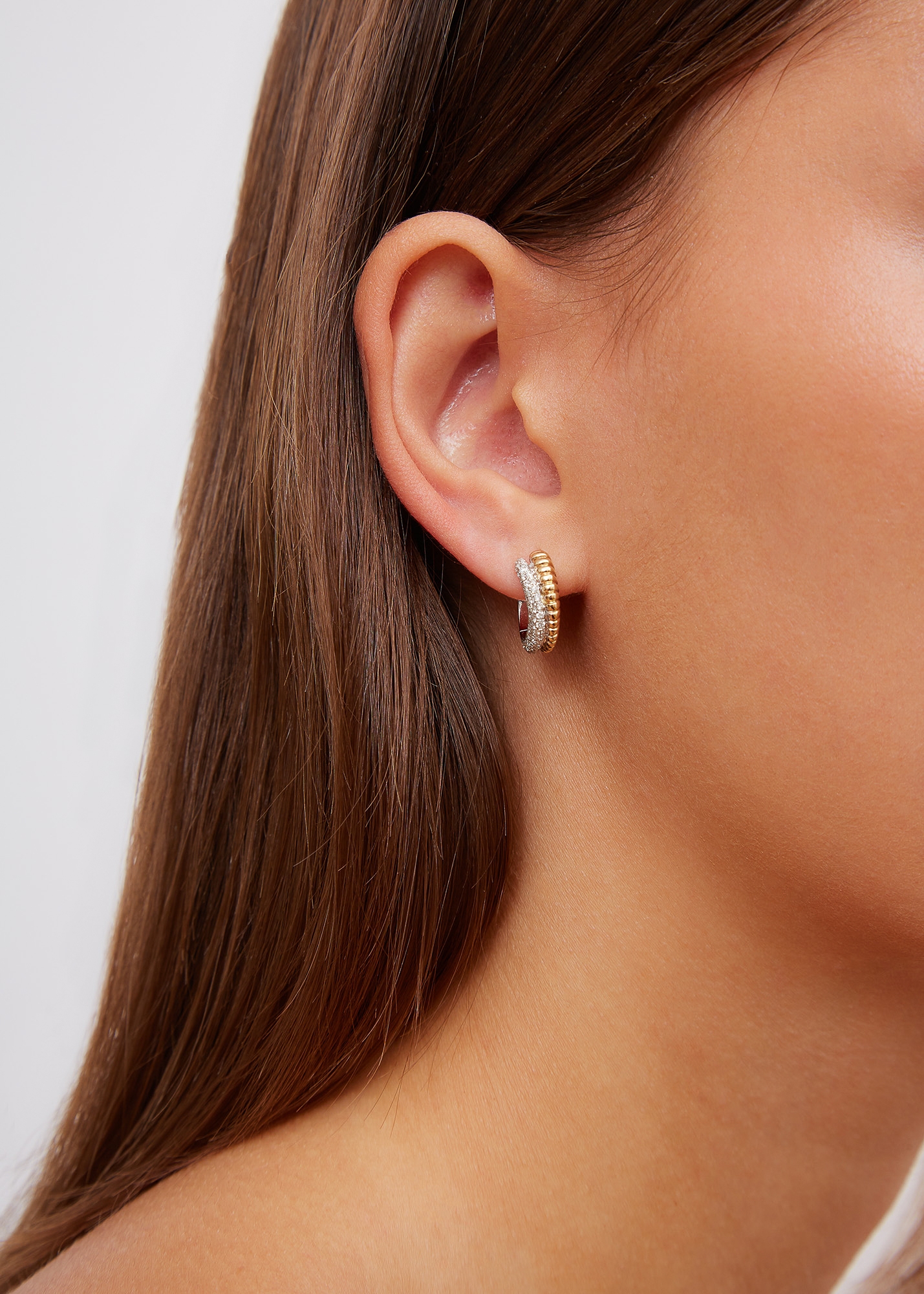 PAIRE DE CRÉOLES BOUÉES VAGUE DIAMANTS 2 ORS