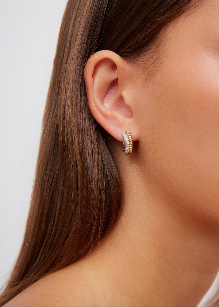 PAIRE DE CRÉOLES BOUÉES VAGUE DIAMANTS 2 ORS