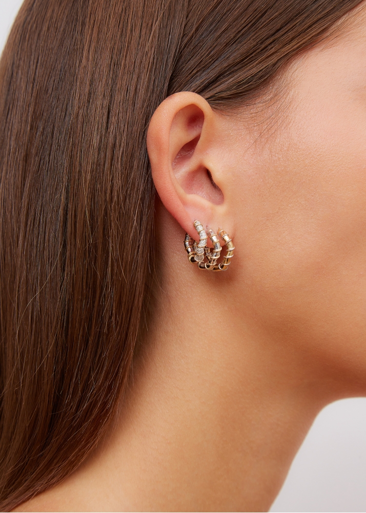 PAIRE DE MINI CRÉOLES TWISTÉES FULL DIAMANTS 2 ORS