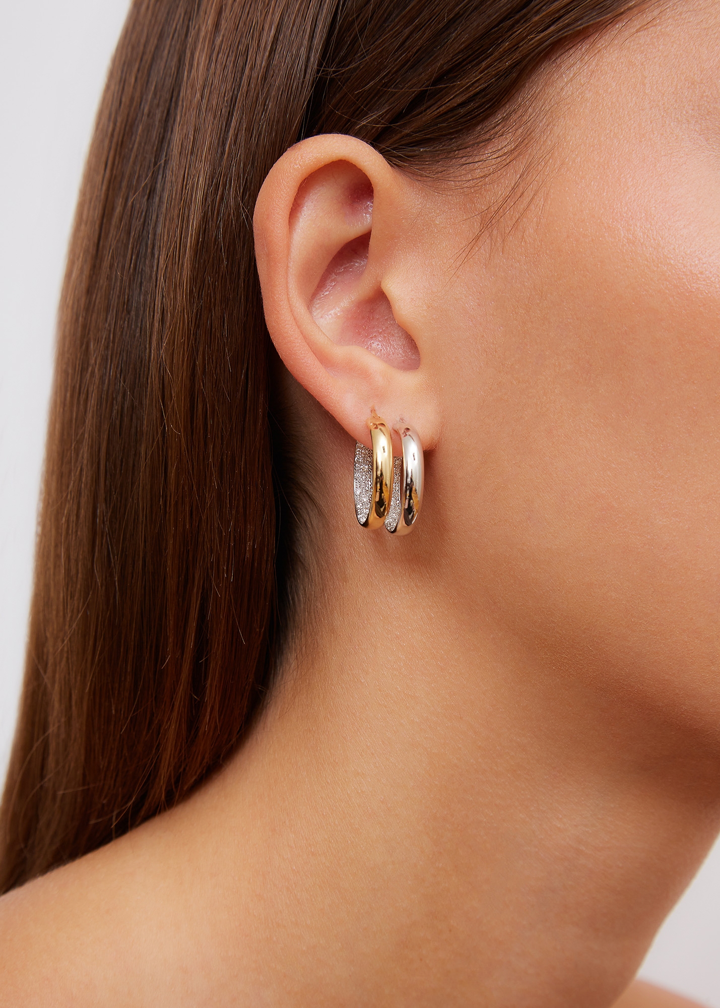 Boucles D'oreilles Créoles Le Vian Or Blanc 14K Avec Diamants 1 Carat Total - Occasion
