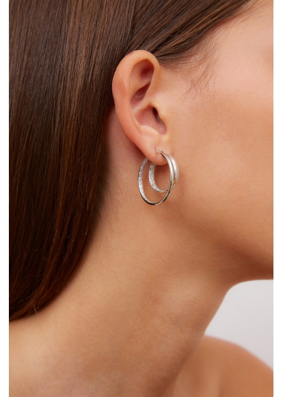 PAIRE DE CRÉOLES DIAMANTÉES GM OR BLANC