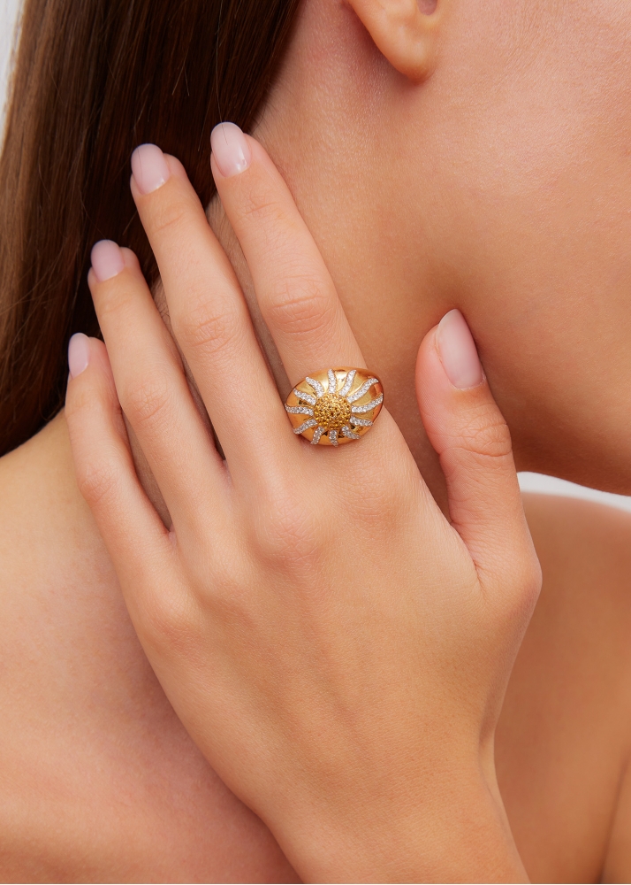 BAGUE DÔME SOLEIL OR JAUNE