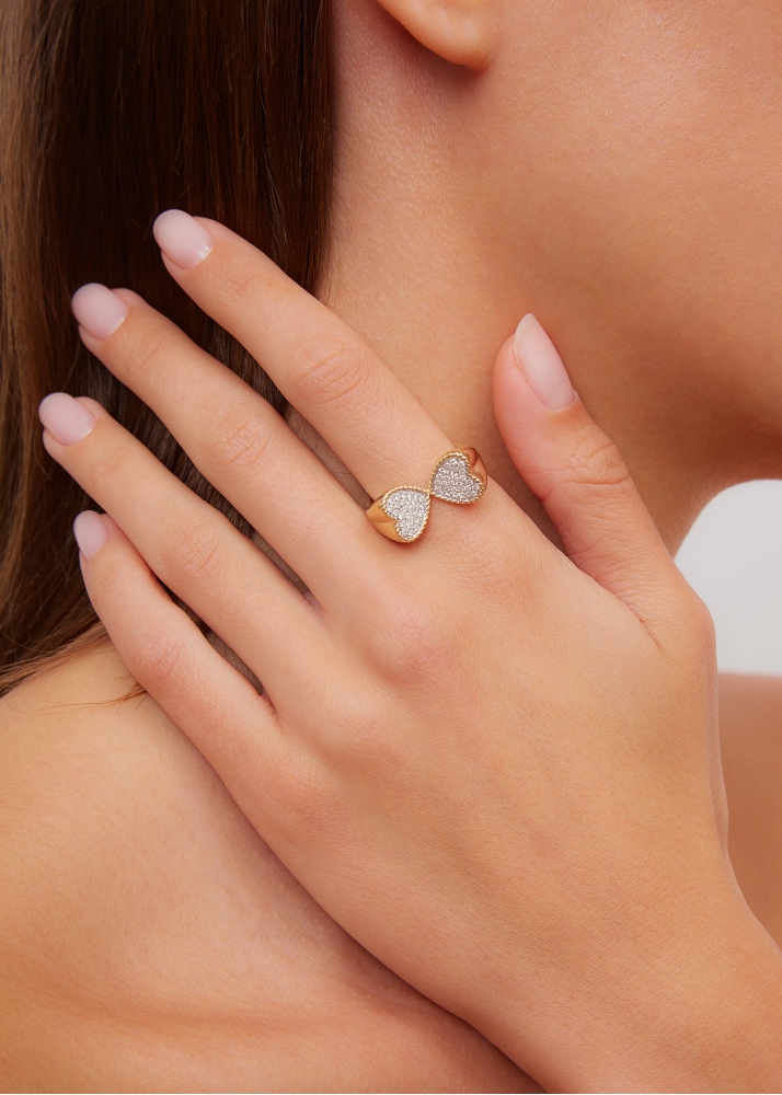 BAGUE TOI & MOI COEUR DIAMANTS OR JAUNE