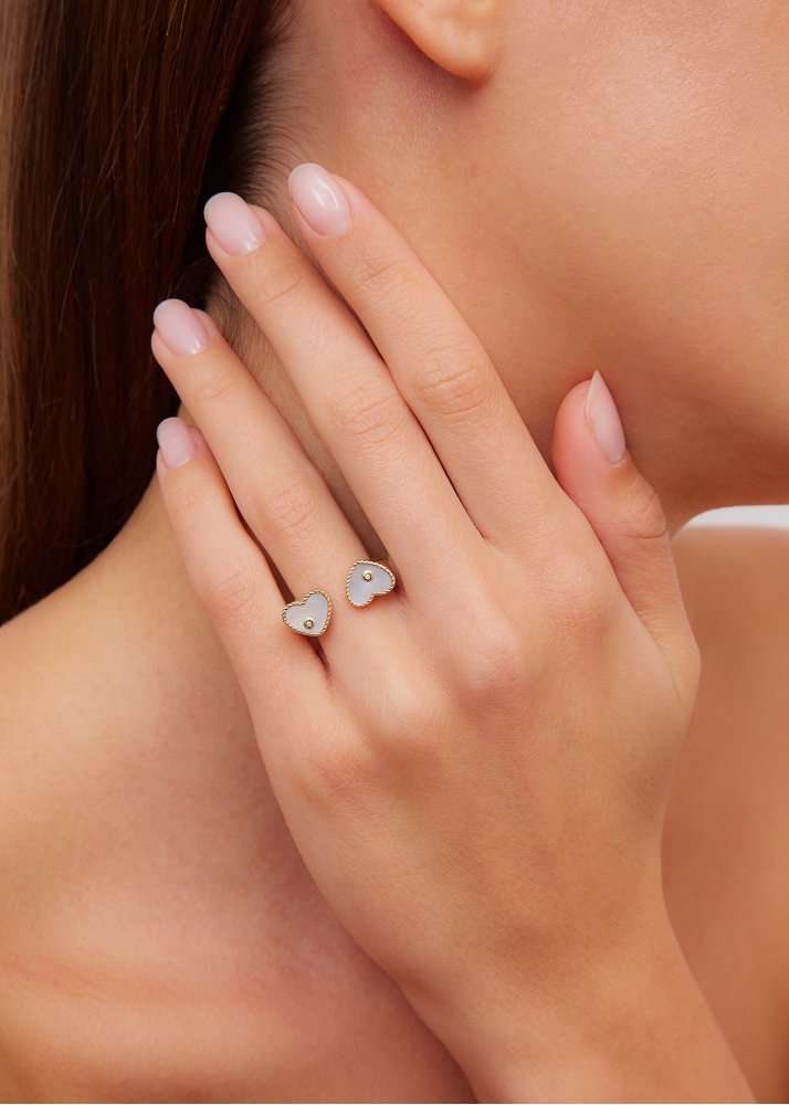 BAGUE TOI & MOI COEUR NACRE OR JAUNE