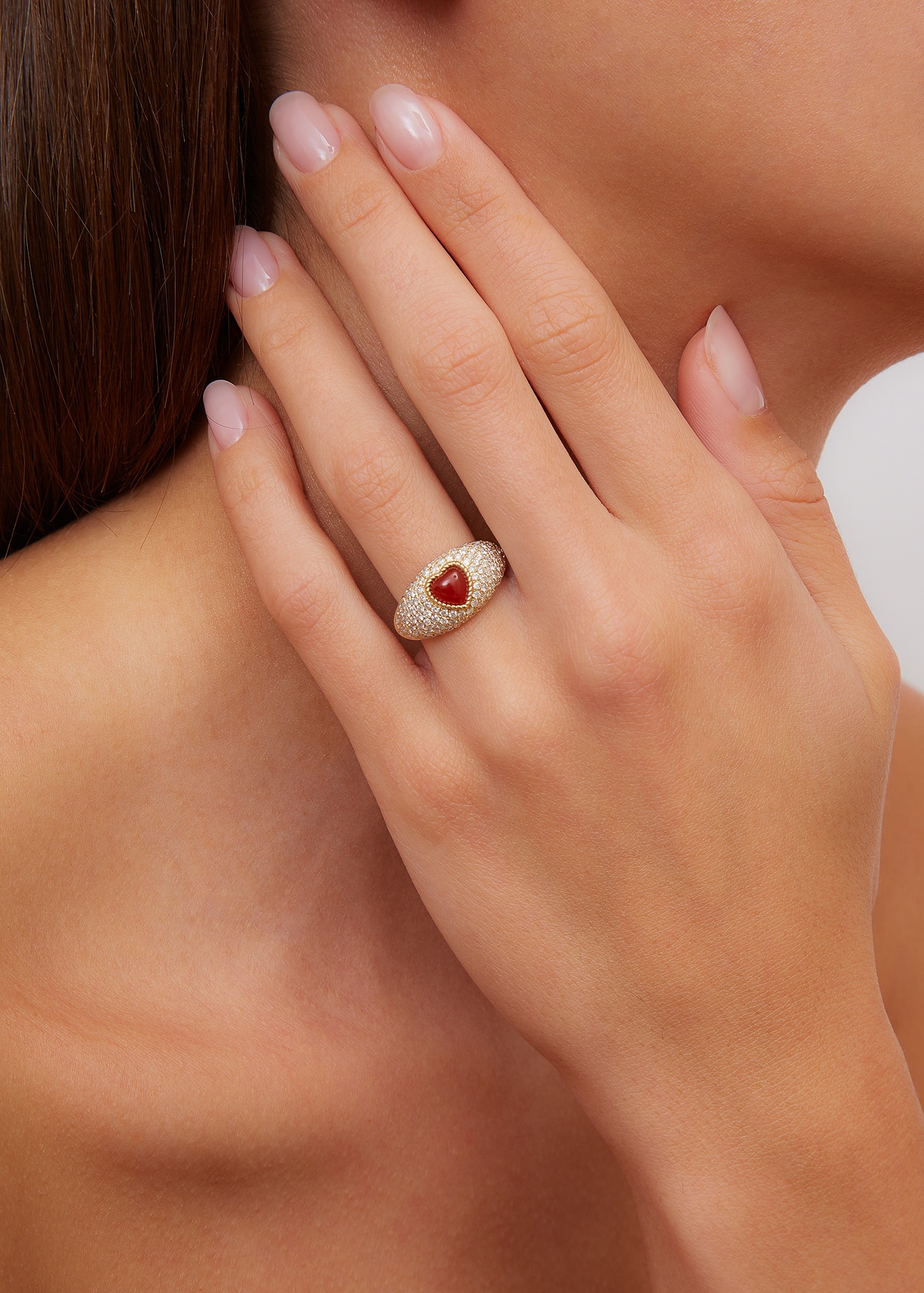 MINI BAGUE DÔME COEUR OR JAUNE