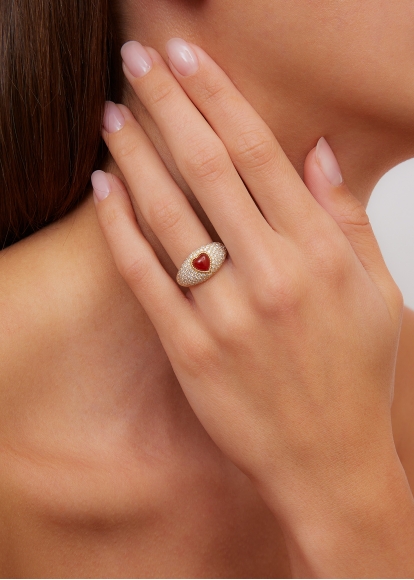MINI BAGUE DÔME COEUR OR JAUNE