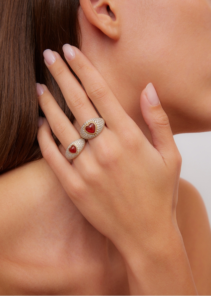 MINI BAGUE DÔME COEUR OR JAUNE