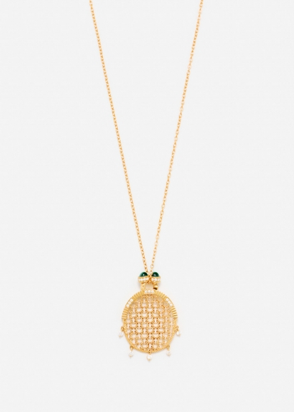 PENDENTIF MINAUDIÈRE OVALE DIAMANTS OR JAUNE