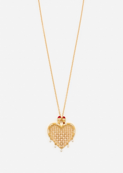 PENDENTIF MINAUDIÈRE COEUR DIAMANTS OR JAUNE
