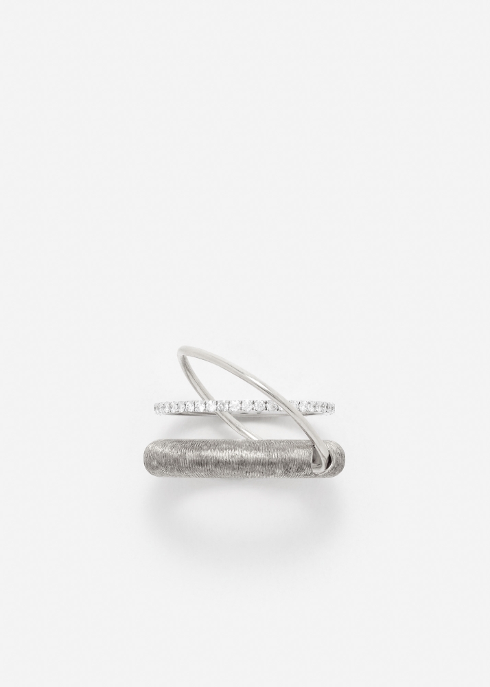 BAGUE UN DEUX TROIS PM OR BLANC