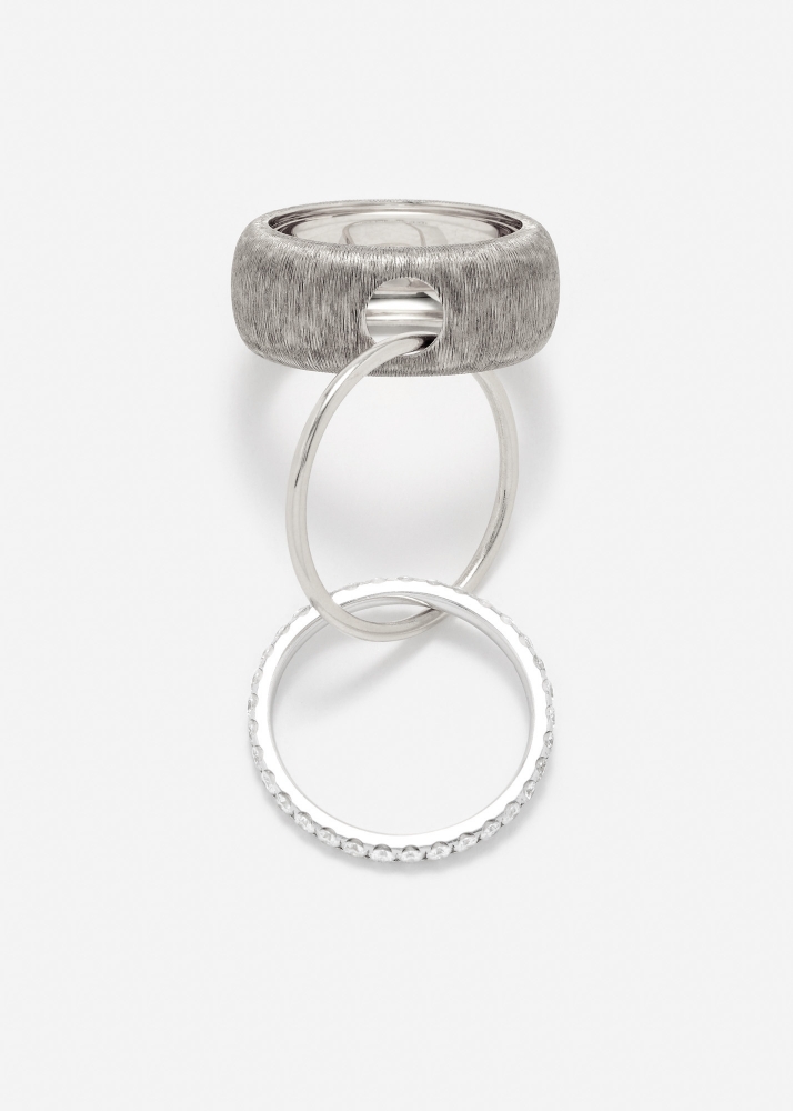 BAGUE UN DEUX TROIS GM OR BLANC