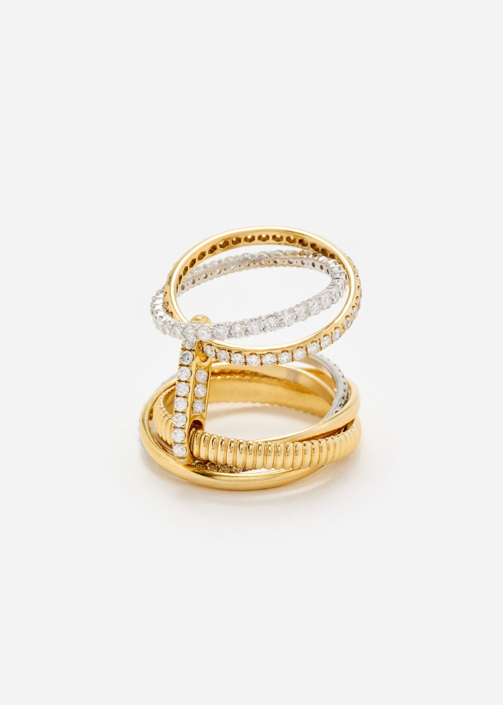 BAGUE SEPT DIAMANTS 2 ORS