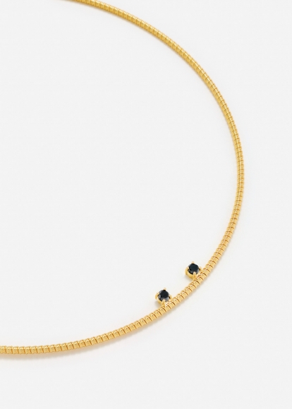 COLLIER CÂBLE CRAPAUD RAYURES OR JAUNE