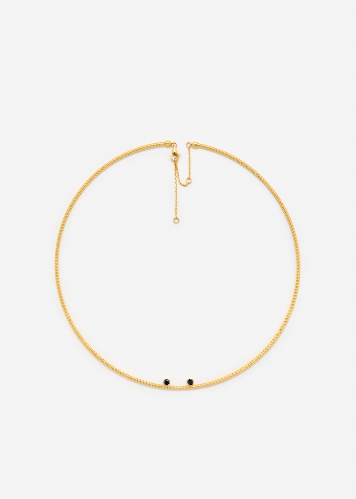 COLLIER CÂBLE CRAPAUD RAYURES OR JAUNE