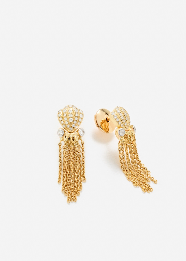 PAIRE DE BOUCLES D'OREILLE POULPES DIAMANTS OR JAUNE