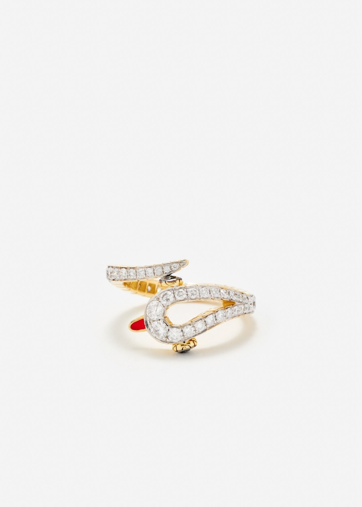 MINI BAGUE PYTHON DIAMANTS OR JAUNE