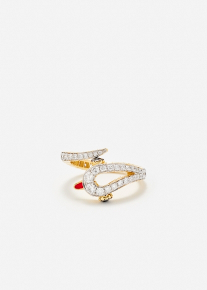 MINI BAGUE PYTHON DIAMANTS OR JAUNE