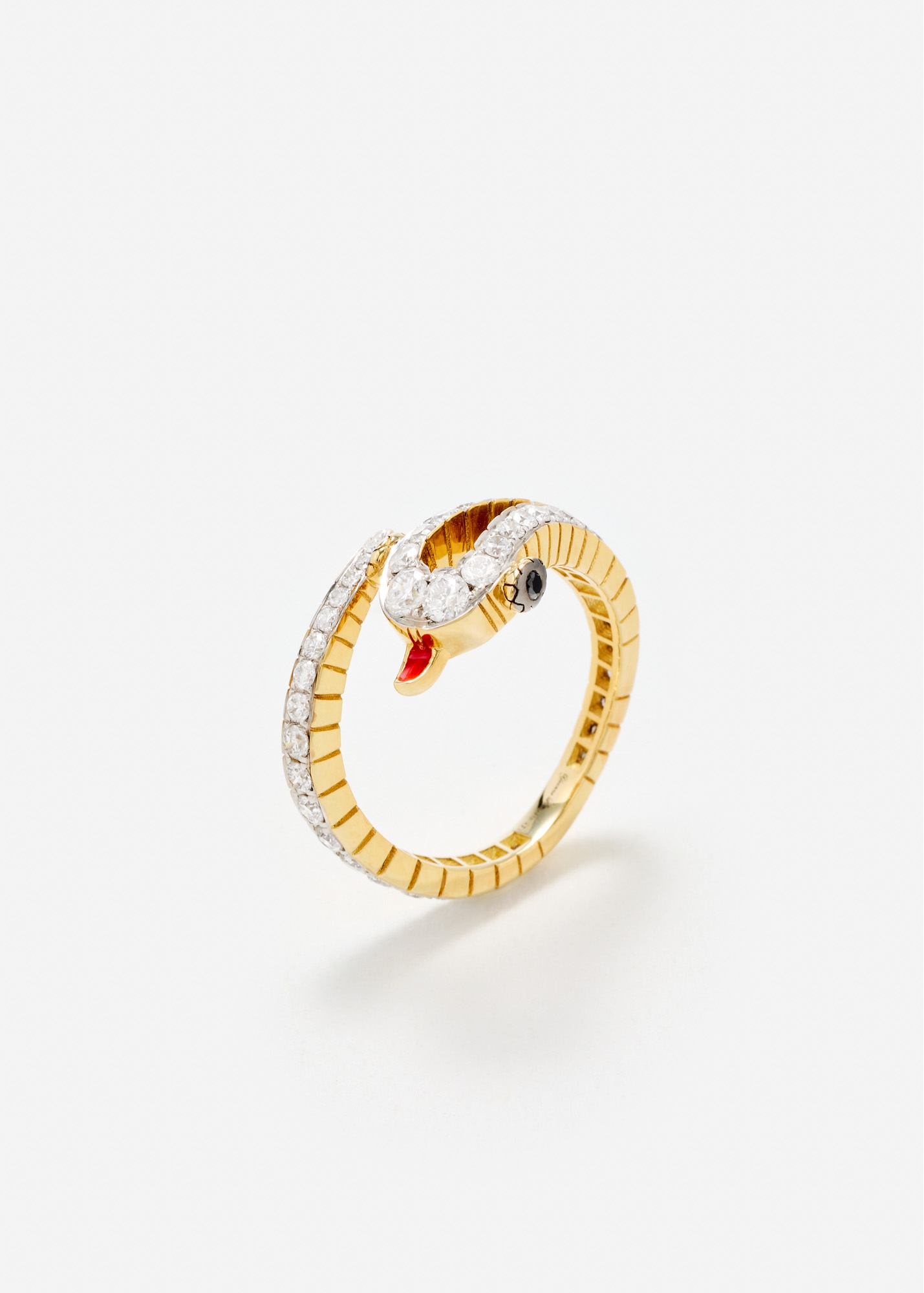 MINI BAGUE PYTHON DIAMANTS OR JAUNE