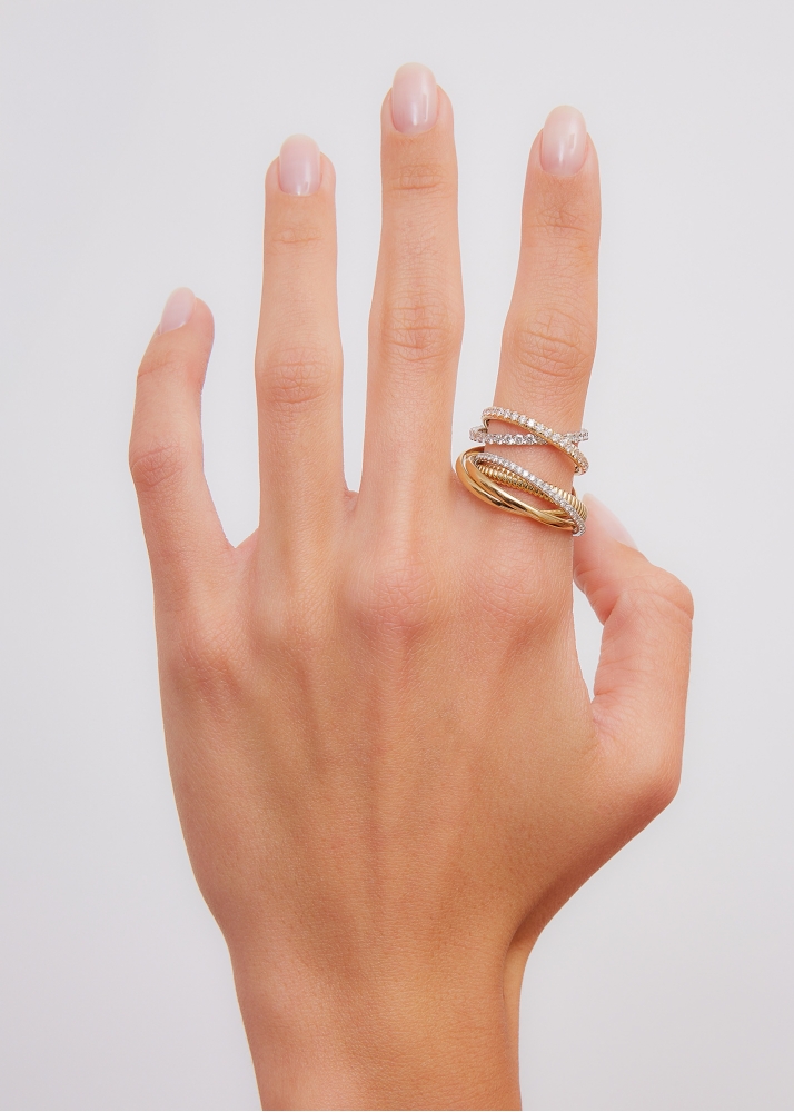 BAGUE SEPT DIAMANTS 2 ORS