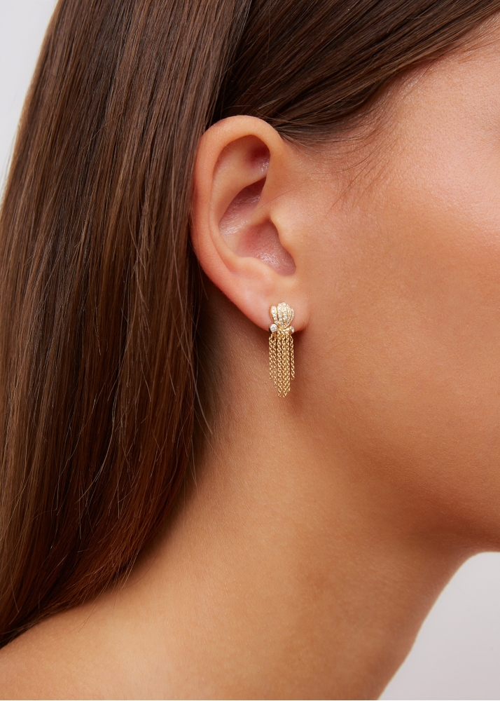PAIRE DE BOUCLES D'OREILLE POULPES DIAMANTS OR JAUNE