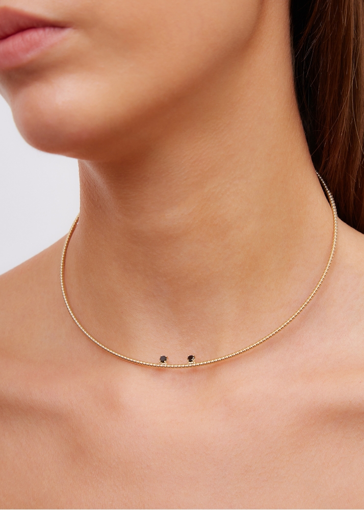 COLLIER CÂBLE CRAPAUD RAYURES OR JAUNE