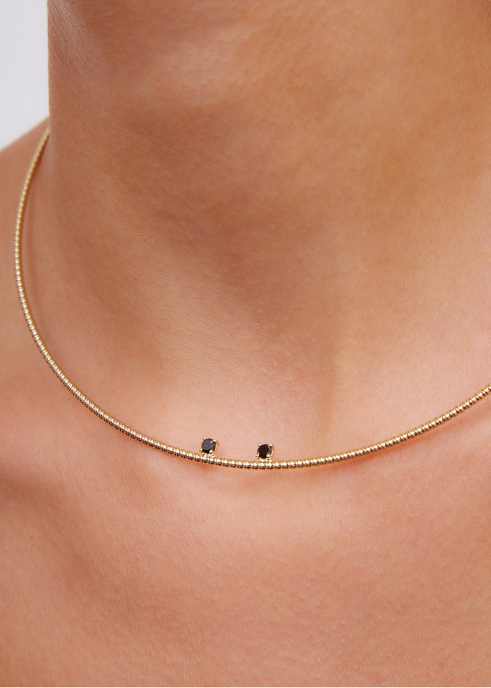 COLLIER CÂBLE CRAPAUD RAYURES OR JAUNE