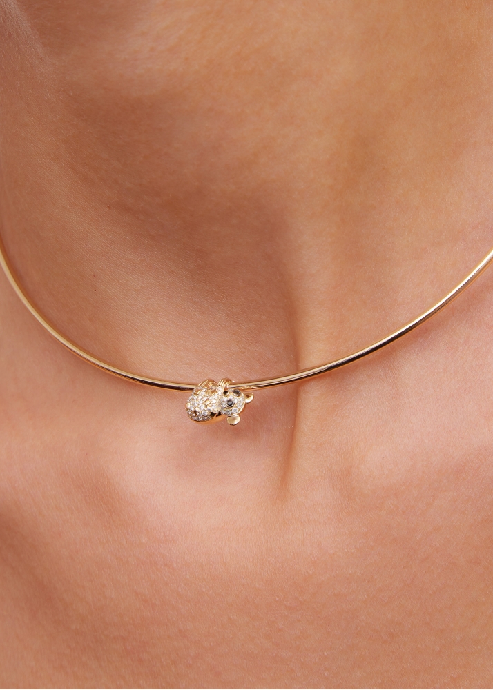 COLLIER CÂBLE KOALA DIAMANTS OR JAUNE