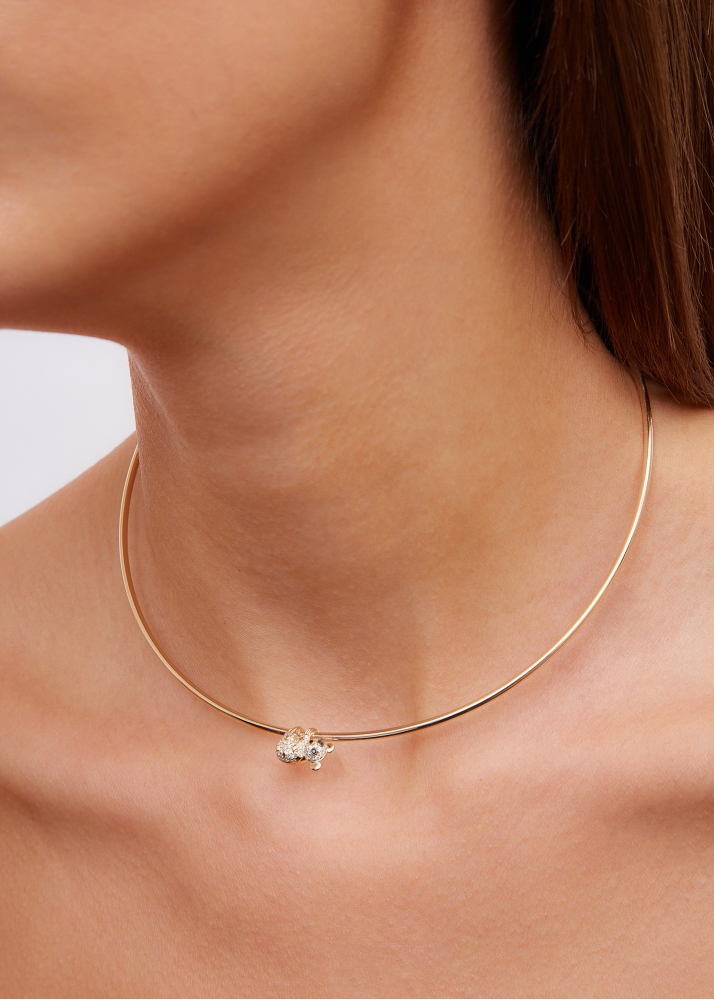 COLLIER CÂBLE KOALA DIAMANTS OR JAUNE