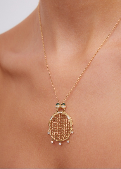 PENDENTIF MINAUDIÈRE OVALE DIAMANTS OR JAUNE