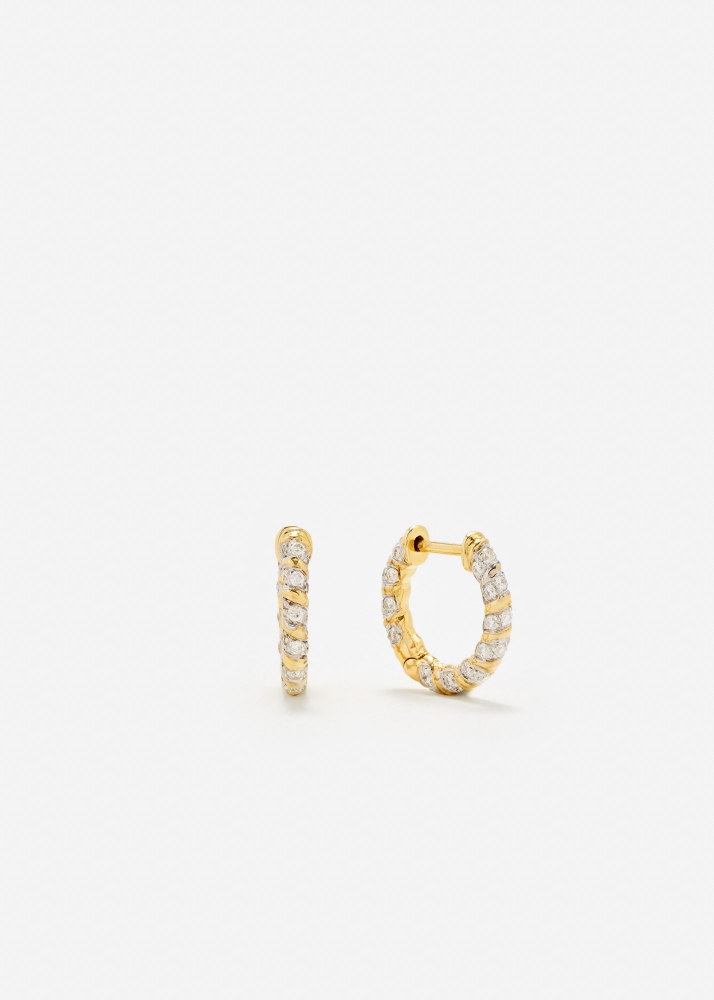 PAIRE DE CRÉOLES MINI TORSADE DIAMANTS OR JAUNE