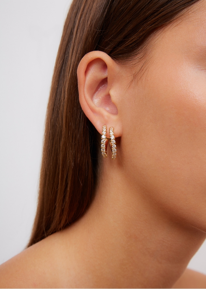PAIRE DE CRÉOLES VAGUE DIAMANTS GM OR JAUNE