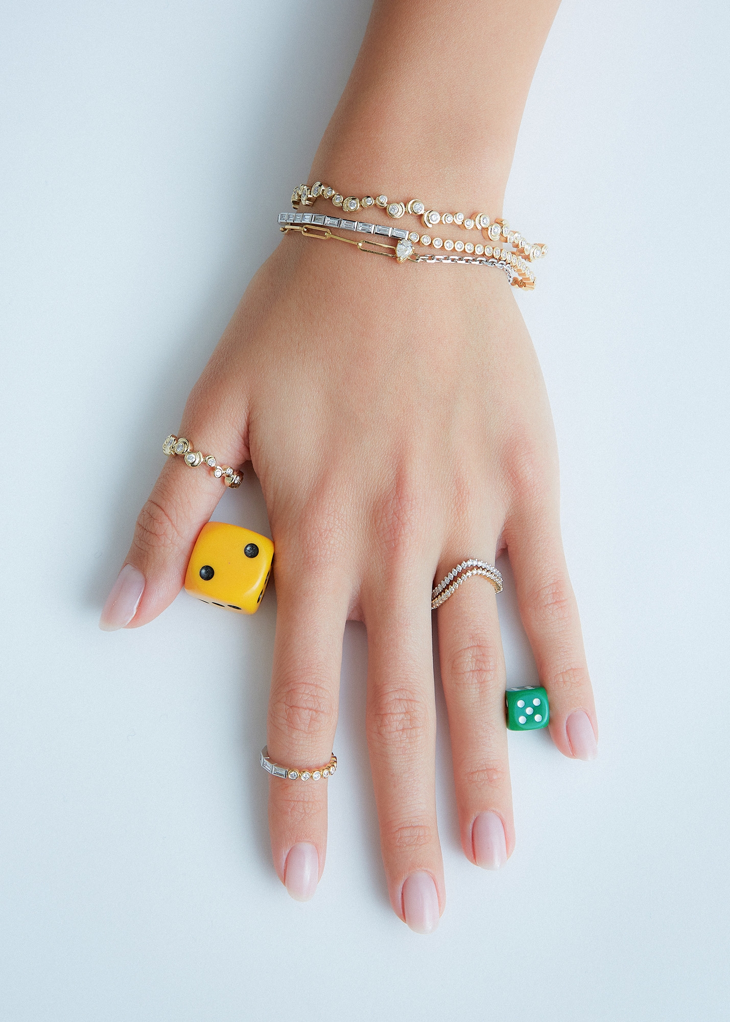 BRACELET RIVIÈRE BAGUETTES CLOS DIAMANTS 2 ORS