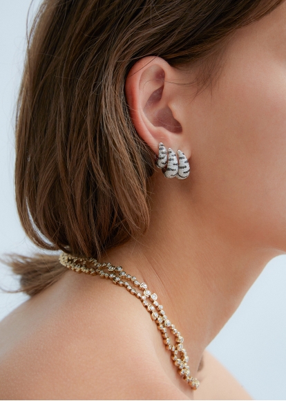 PAIRE DE CRÉOLES ZÈBRE DIAMANTS GM OR BLANC