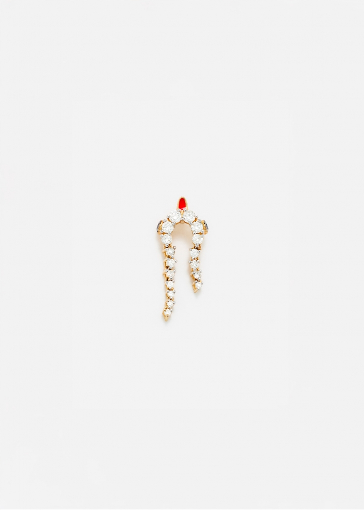 MINI BOUCLE D’OREILLE PYTHON DIAMANTS OR JAUNE
